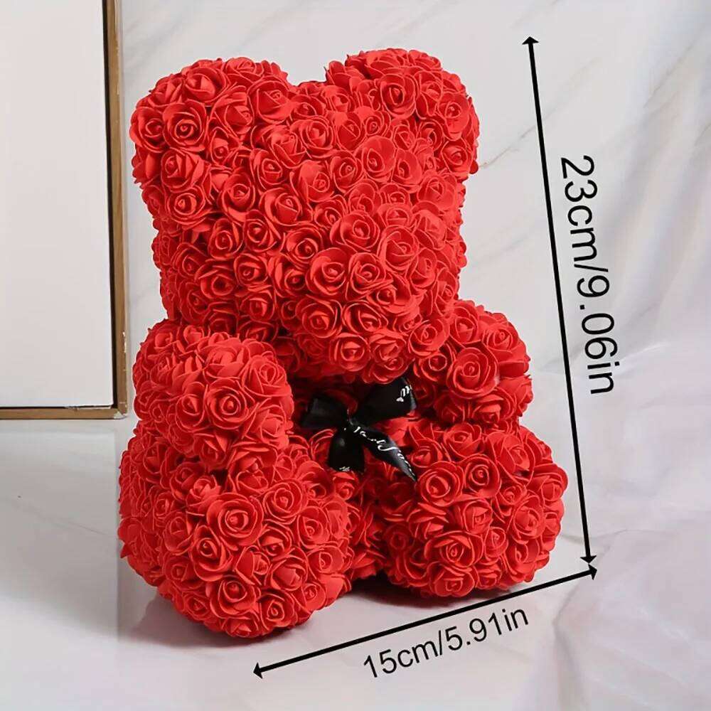1pc Rose Artificial Foam Flowers Bear Made Of Roses For Valentines Mothers Day, Anniversary, Birthday Gifts W260114