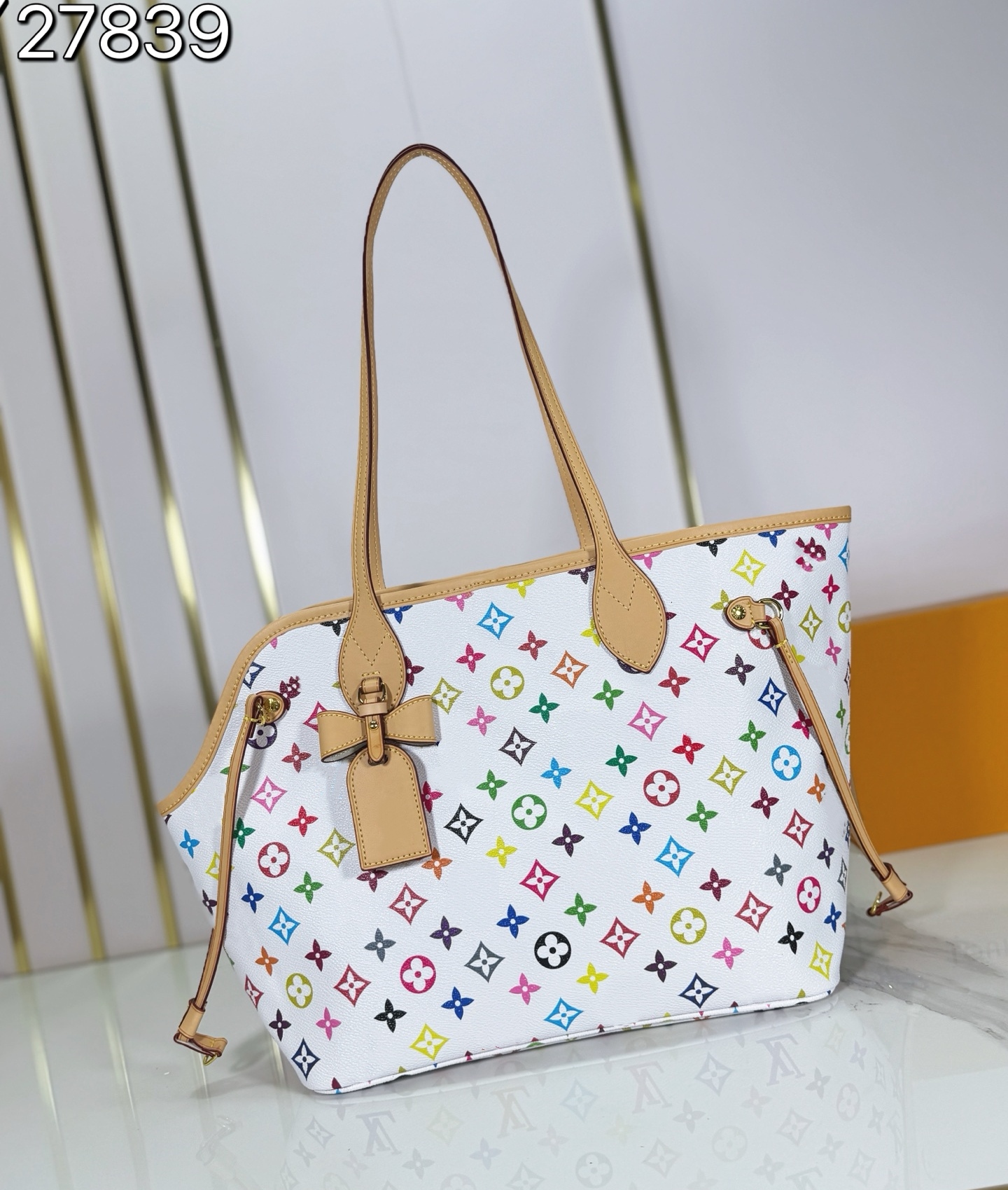 10A Tote Bag Designer Bag Genuine Leather takashi murakami bag Monogram White Multicolor Luxury handbags baguette nano carryalls flower composite purse M27787