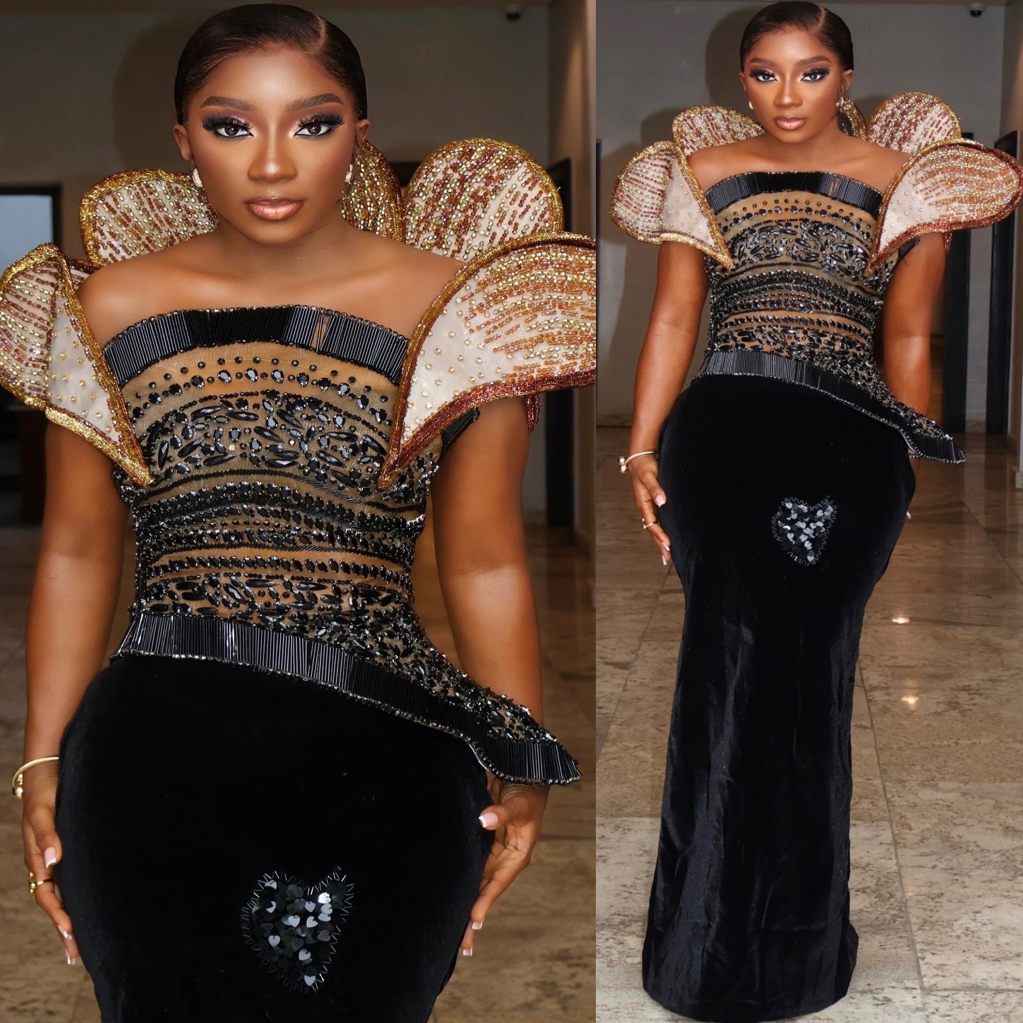 Aso Ebi Black Sheath Prom Dresses 2026 Illusion Beaded Crystals Velvet Florals Evening Formal Party Second Birthday Engagement Gowns Dress For Special