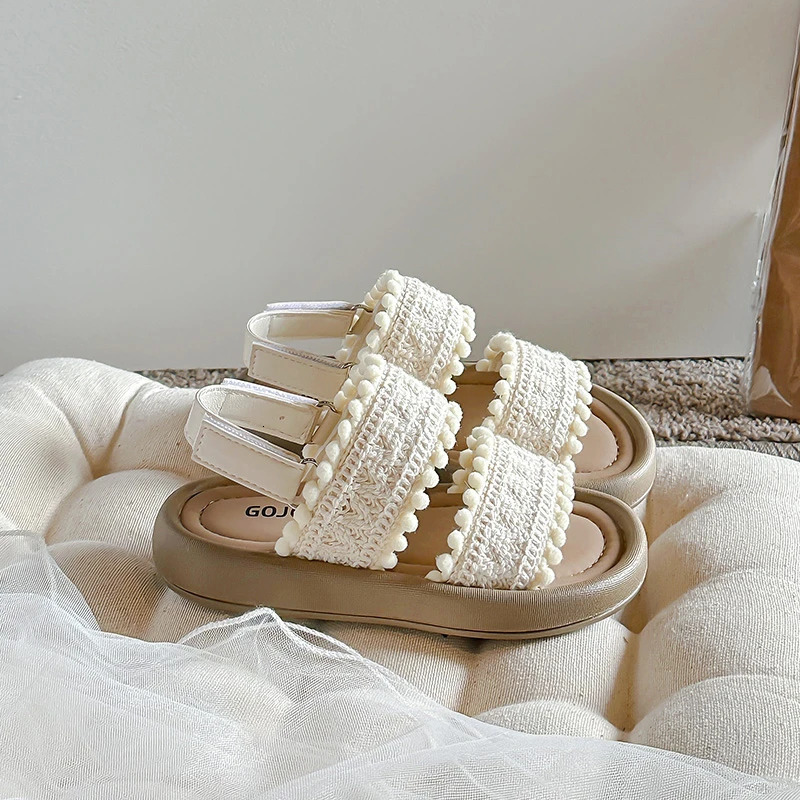 Kids Fashion Girls Sandals Soft Ethnic French Wind Open-toe Cool Breatheable Princess Shoes Children Versatile Platform 260113