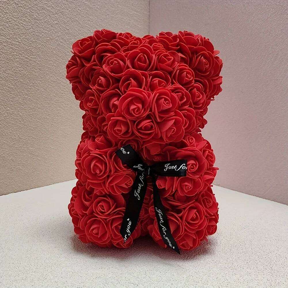 1pc Rose Artificial Foam Flowers Bear Made Of Roses For Valentines Mothers Day, Anniversary, Birthday Gifts W260114