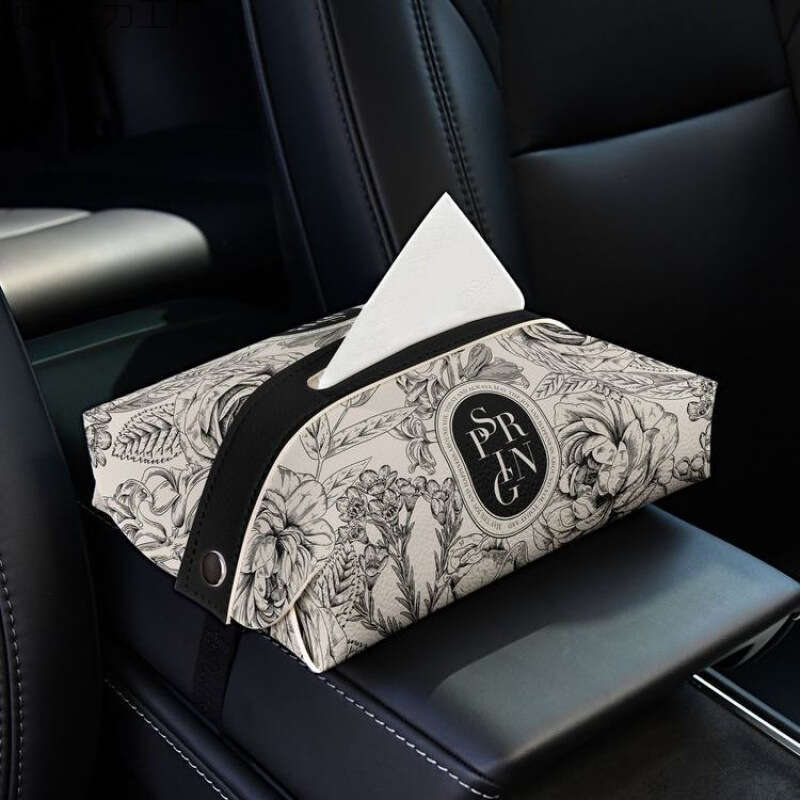 Neoclassical High-Value Floral Car Creative In-Car Portable Armrest Tissue Box