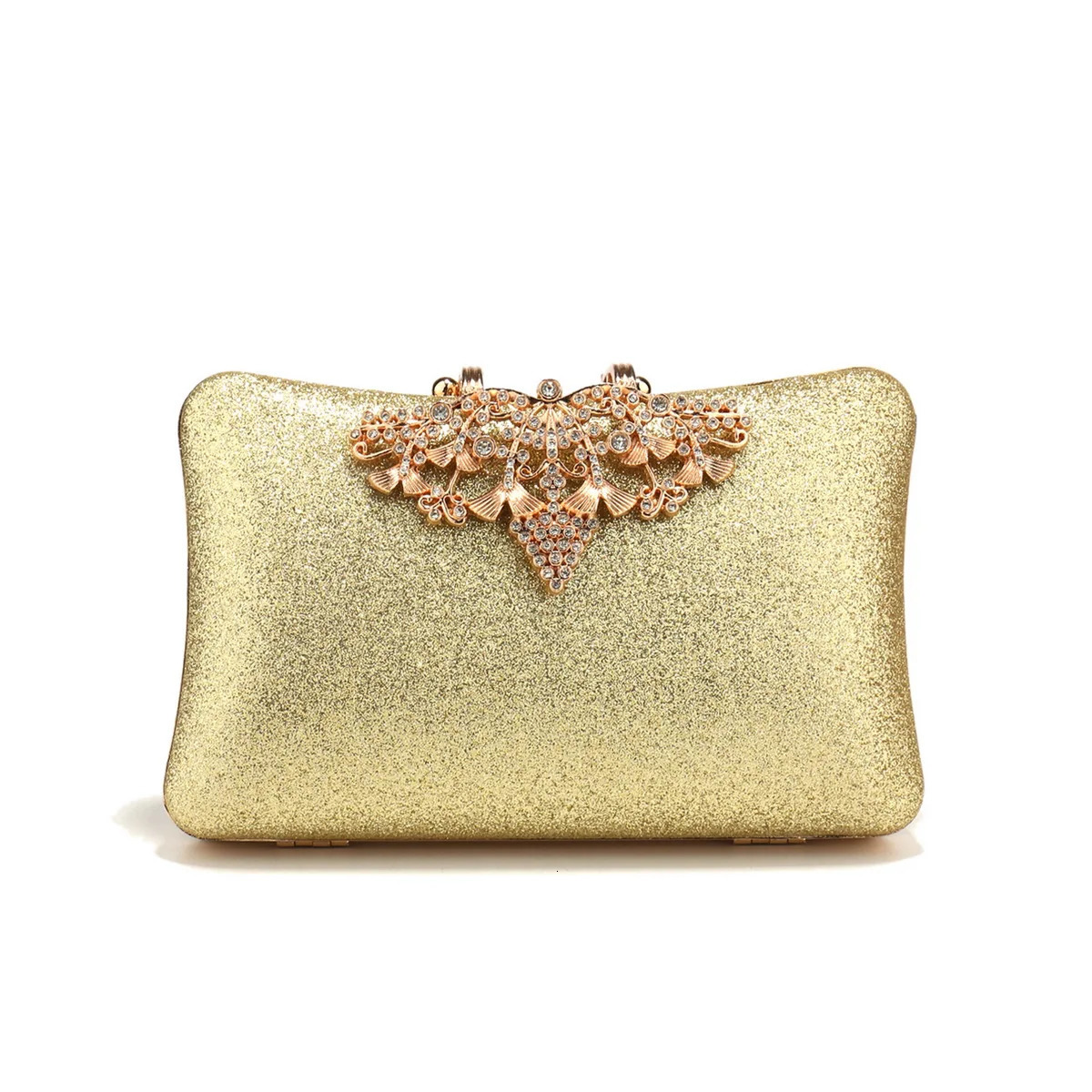Golden Metal Chain Clutch Diamonds Sequined Evening Bags Shiny Casual Glitter Lady Handbags Silver 260114