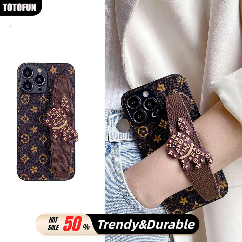 Phone Case for iPhone 17 Pro Max Trendy Bulldog Wrist Strap Compatible with Apple Phone Case, Can Be Worn as a Crossbody or Hanging