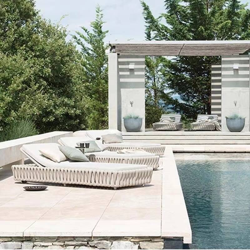 Sunbathing Reclining Chair Hotel Swimming Pool Outdoor Rattan Furniture