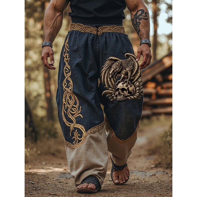 Luxury Brand Designer Clothes European And American Casual Fashion Loose Linen Wide-Leg Long Pants Digital Print Various Patterns Item No. CK