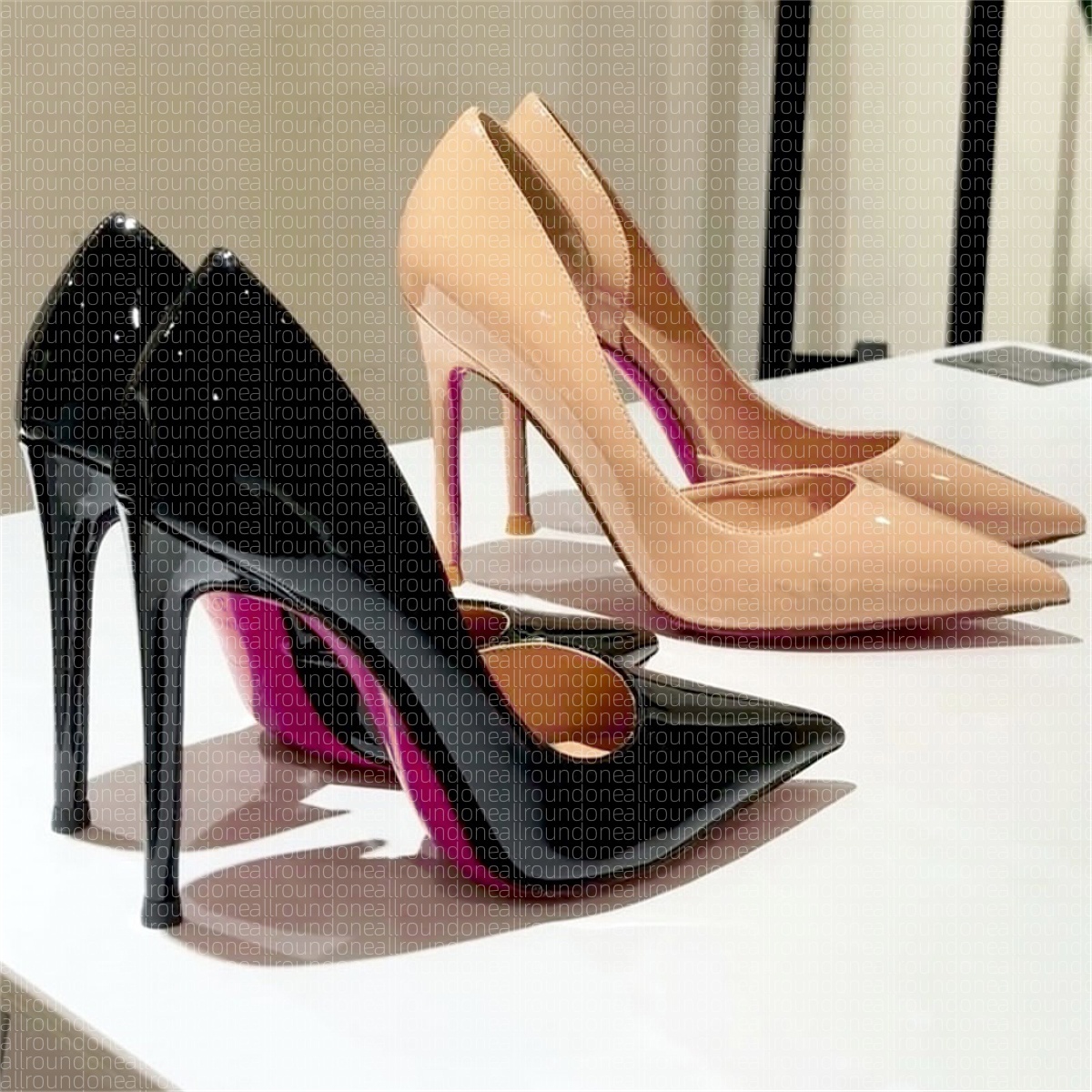 Designer High Heels CLheels Women sandals slingback heels classic red Shiny Bottoms Pointed Toes Black Patent Leather Pumps Dress shoes Wedding Party Shoes 35-43