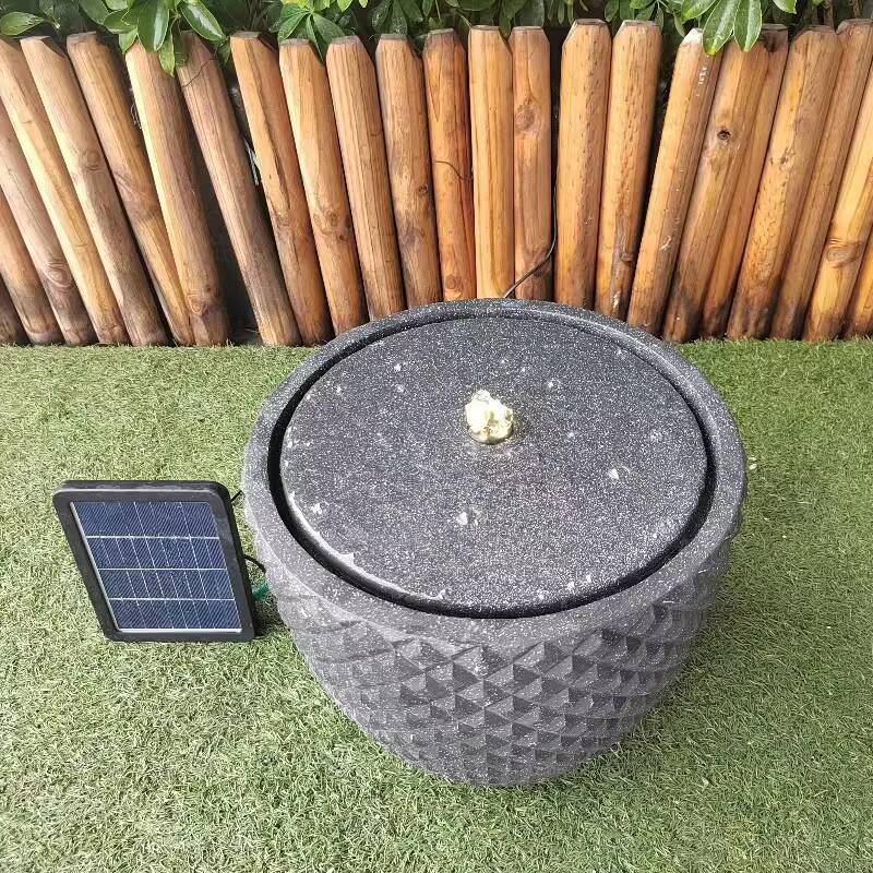 Diamond Design Fountain Black Garden Decoration Outdoor Solar Water Pump
