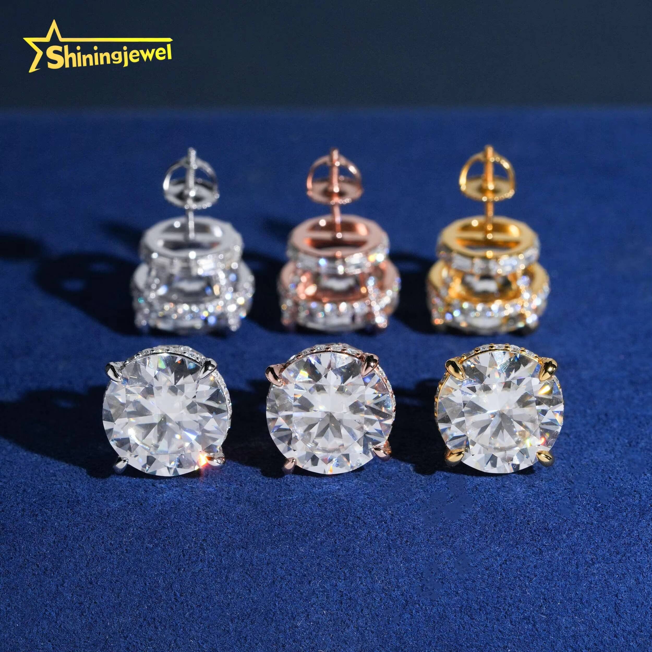 Custom Luxury Earrings for Women Big Size 13mm 925 Silver Moissanite Stud Earrings GRA Fashion Jewelry Earrings