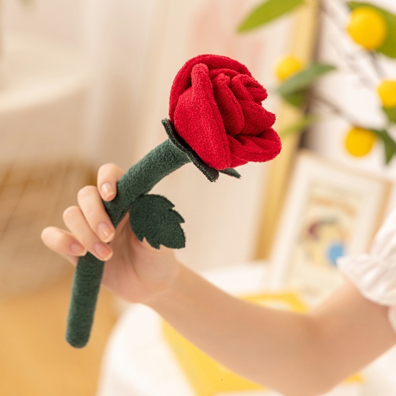 Potted green plant doll tulip plush toy peach blossom potted figurine rose flower desktop ornament doll gift 250729