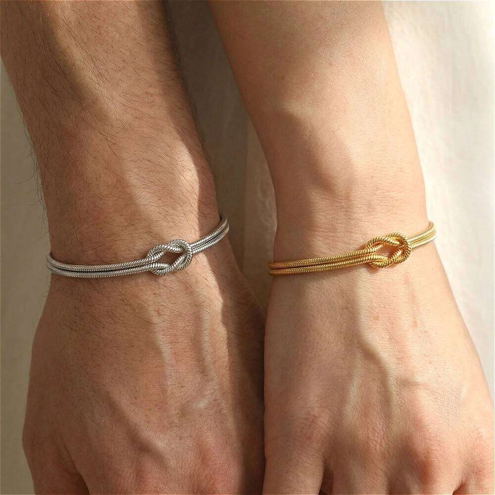 Valentine's Day Infinity Love Knot Stainless Steel Bracelets Snake Chain Elegant Friendship Couples Bangles For Women Bridesmaid Jew 26H0115