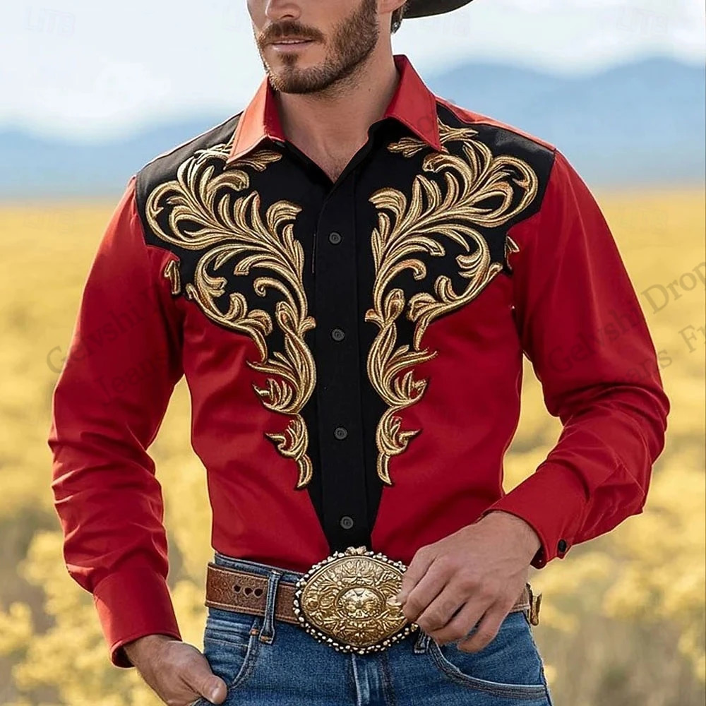 Mens Aztec Vintage Ethnic Long Sleeve Shirt Western Cowboy 3d Print Shirt Men Women Fashion Casual Formal Shirt Button Up Blouse 260109