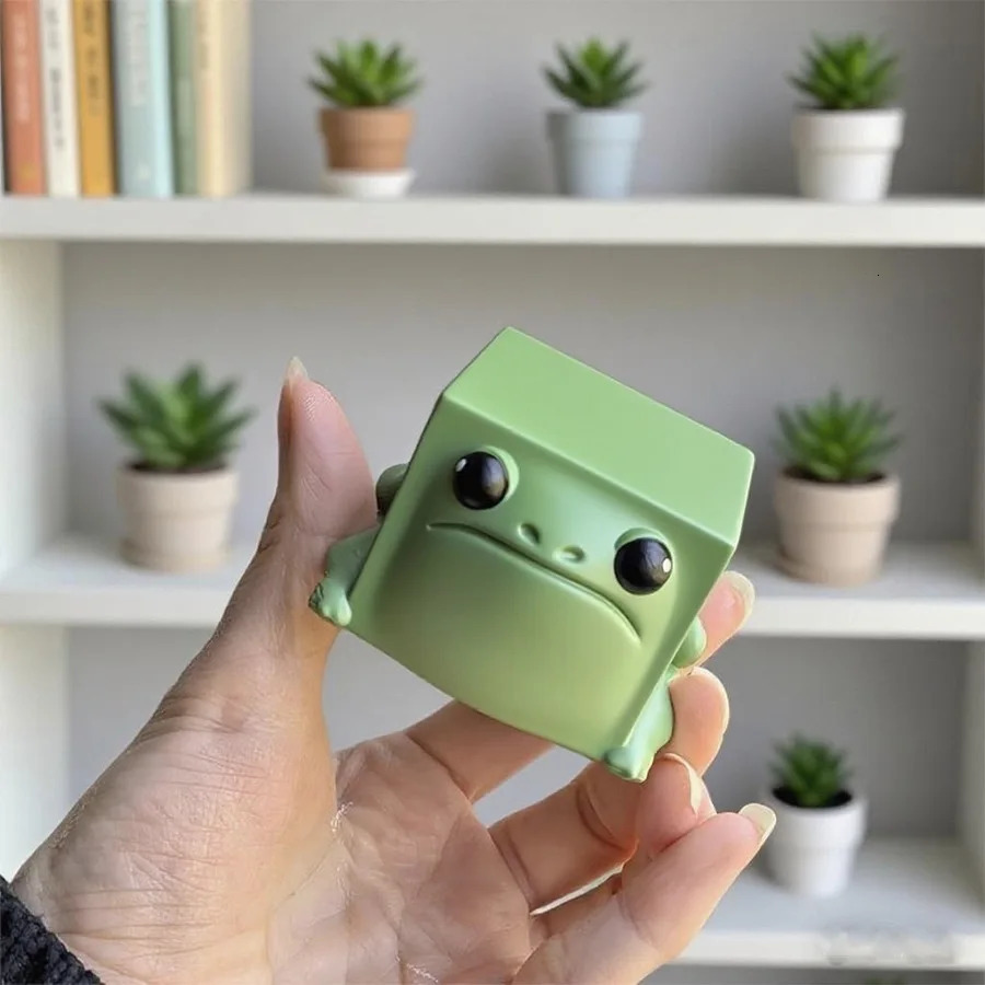 Resin Square Frog Statue Decoration Cute Desktop Suitable As A Durable Animal Gift for Enthusiasts 260114