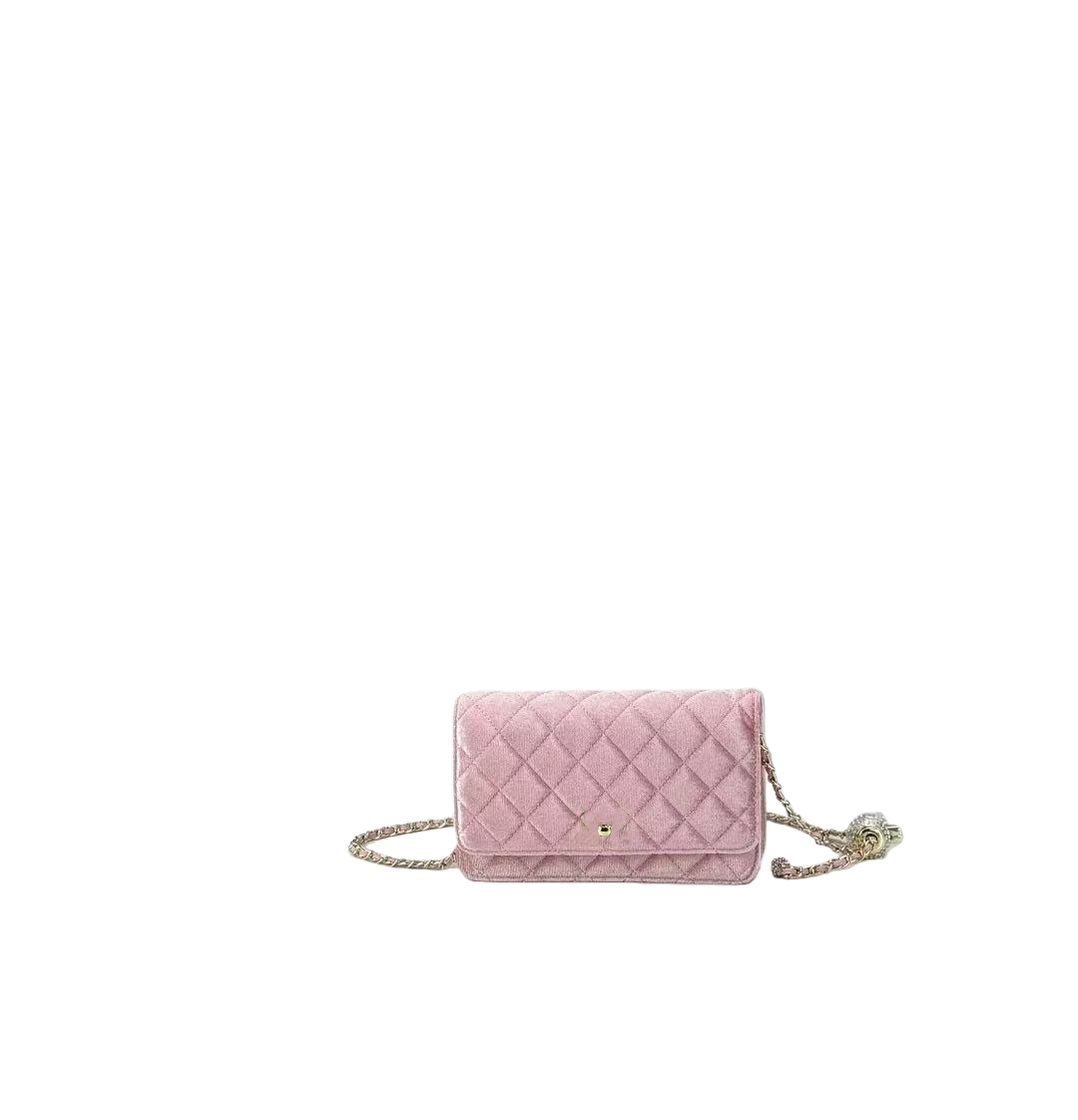 2026 luxury designer classic gold velvet fortune bag casual cross-body bag leather one-shoulder makeup bag