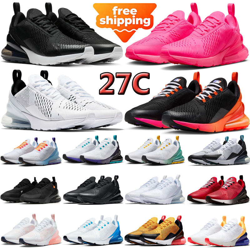 free shipping designer running shoes 270 27C mens sneakers woman trainers Triple Black Hyper Pink White Gold Medium Olive Luxury sport chaussures shoe with box