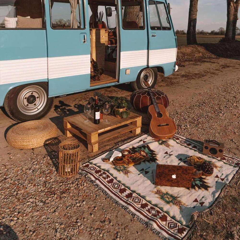 Luxury Home Decor Tribal Boho Linen Blanket with Tassels Plaid Sofa Throw Bedspread Outdoor Camping Picnic Mat Washable Durable Floor Rug for Living R