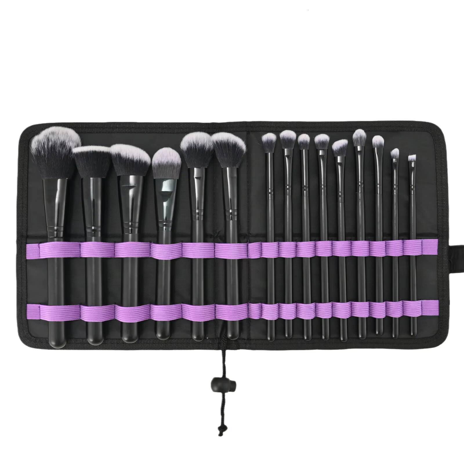 New Style 15pcs Private Label Black Wood Handle Vegan Makeup Brush Set Professional Beauty Tools for Cosmetic Application