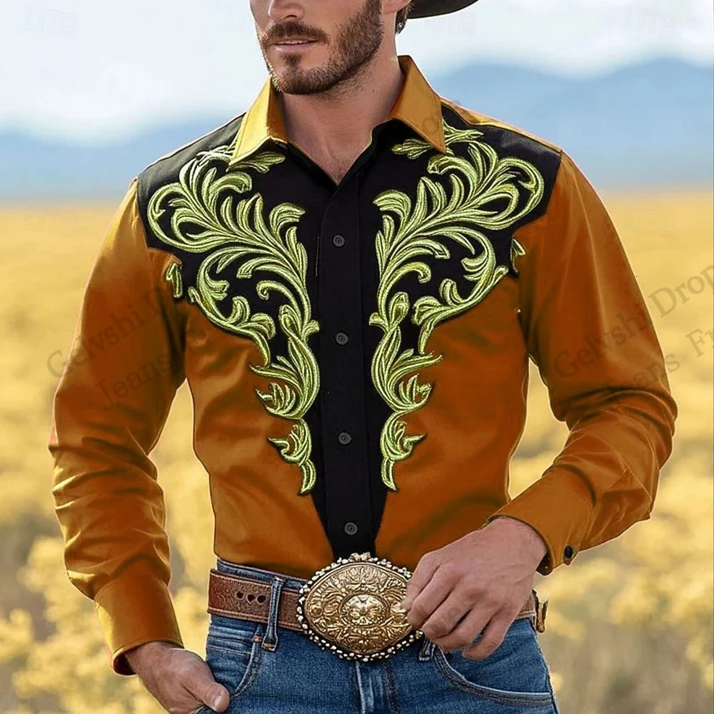 Mens Aztec Vintage Ethnic Long Sleeve Shirt Western Cowboy 3d Print Shirt Men Women Fashion Casual Formal Shirt Button Up Blouse 260109