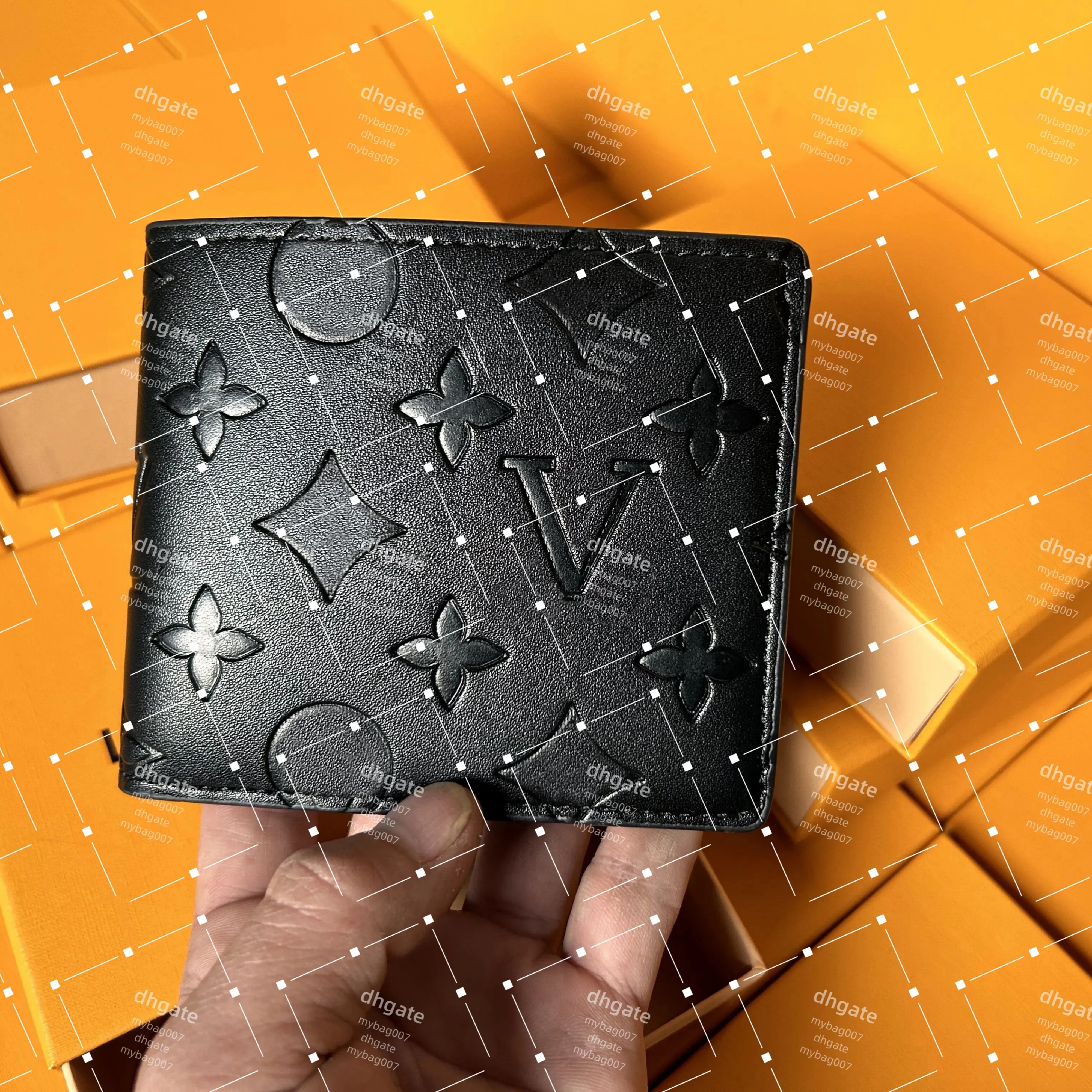 Wallet Genuine Leather Designers Men Wallets Flower Card Holder Women Fashion Plaid Style Purse Mens Clutch Wallet women wallet Bags