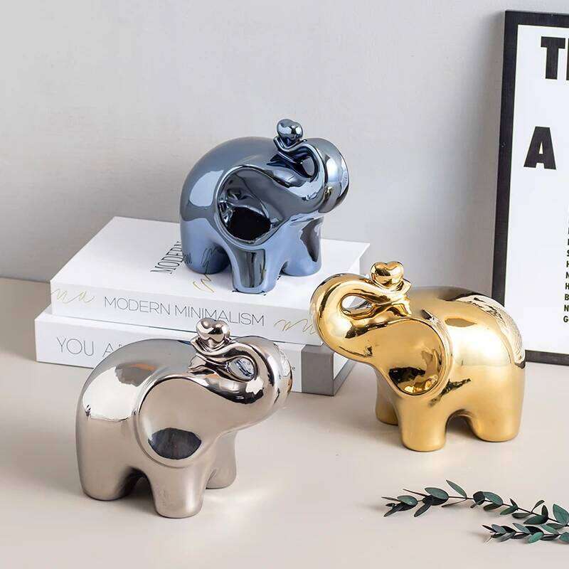 Home Decor Cartoon Elephant Figurine Resin Ornament Living Room Wine Cabinet Bedroom Nightstand Decoration for Dining Room Kitchen