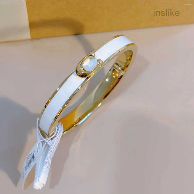 Bracelet Bangle Matching Couple Set - Classic C-Shaped Design with Black and White Drip Enamel