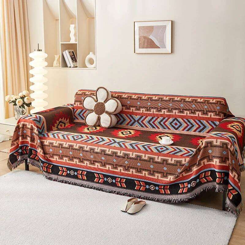 1Pc Cover Dustproof Bohemia Sofa Blanket, Four Seasons Universal, Double Face Usable, Living Room, Home Decor