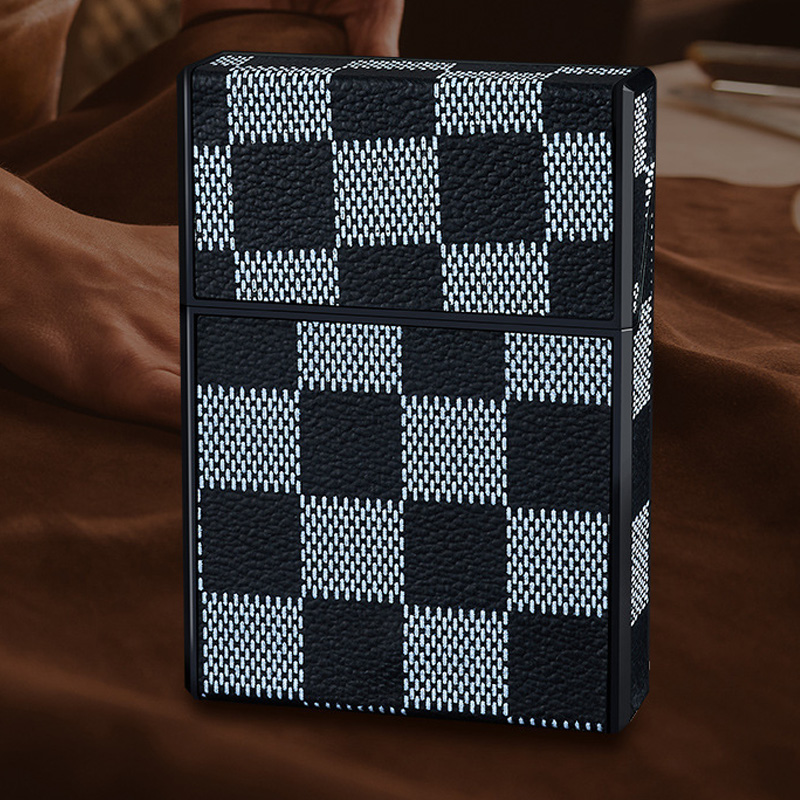 2026 New 20 Cigarette Case Vintage Leather Pattern Ultra Thin Flip Top Moisture Proof Case Universal for Soft & Hard Packs Wholesale For Men Gift