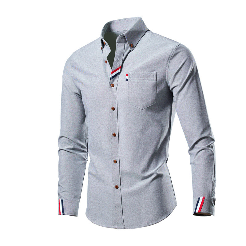 Luxury Brand Designer Clothes Trade Men's Oxford Long Sleeve Shirt Korean Style Slim Fit Youth Trendy Multi-Color Shirt