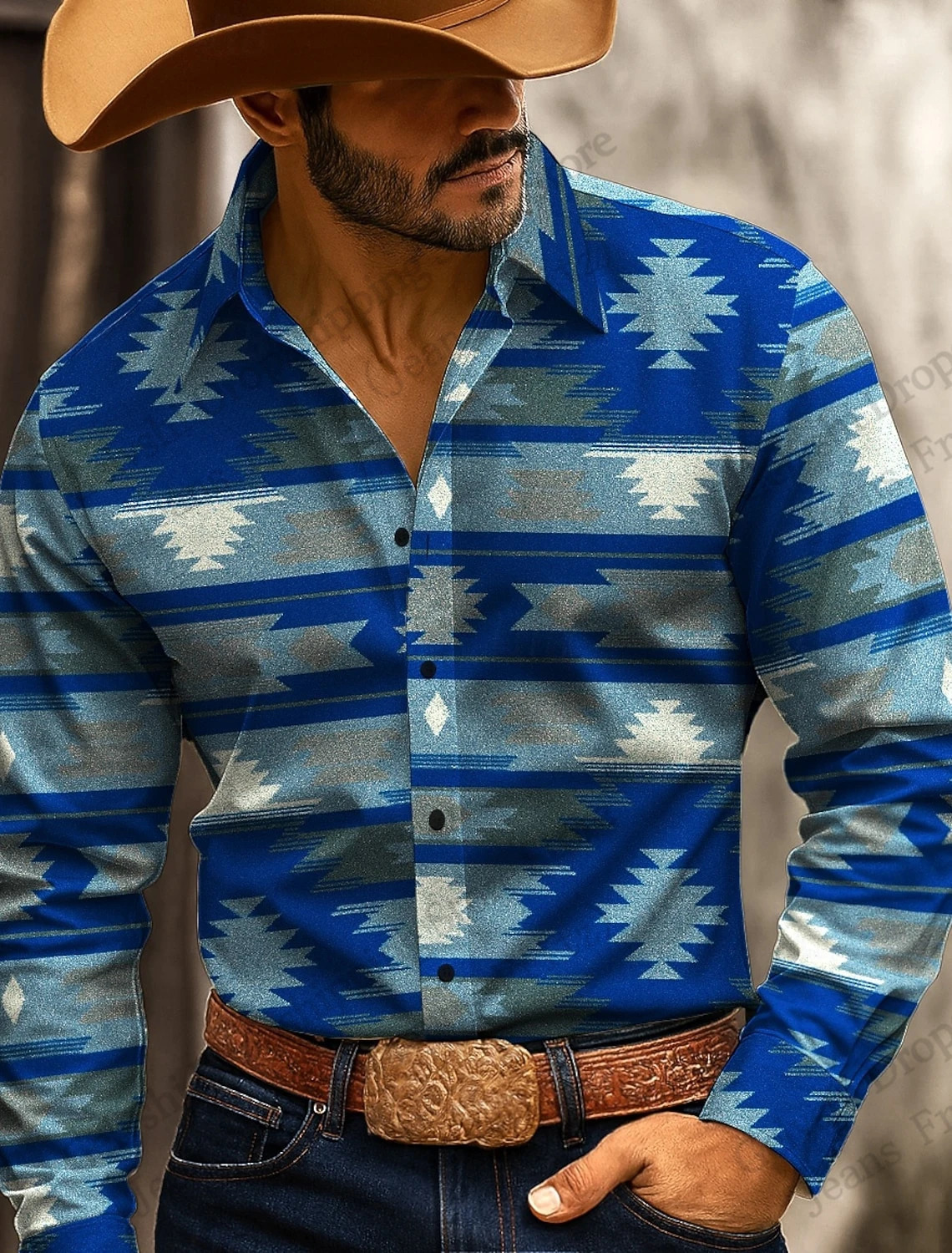 Mens Aztec Vintage Ethnic Long Sleeve Shirt Western Cowboy 3d Print Shirt Men Women Fashion Casual Formal Shirt Button Up Blouse 260109
