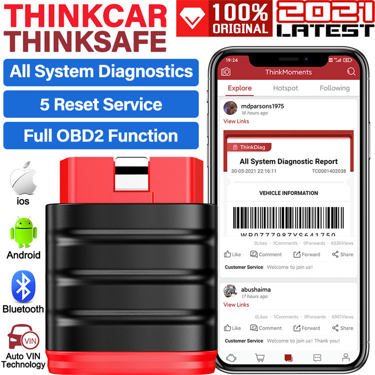THINKCAR Thinksafe OBD2 Full System Diagnostic Tool Oil Maintenance Electronics