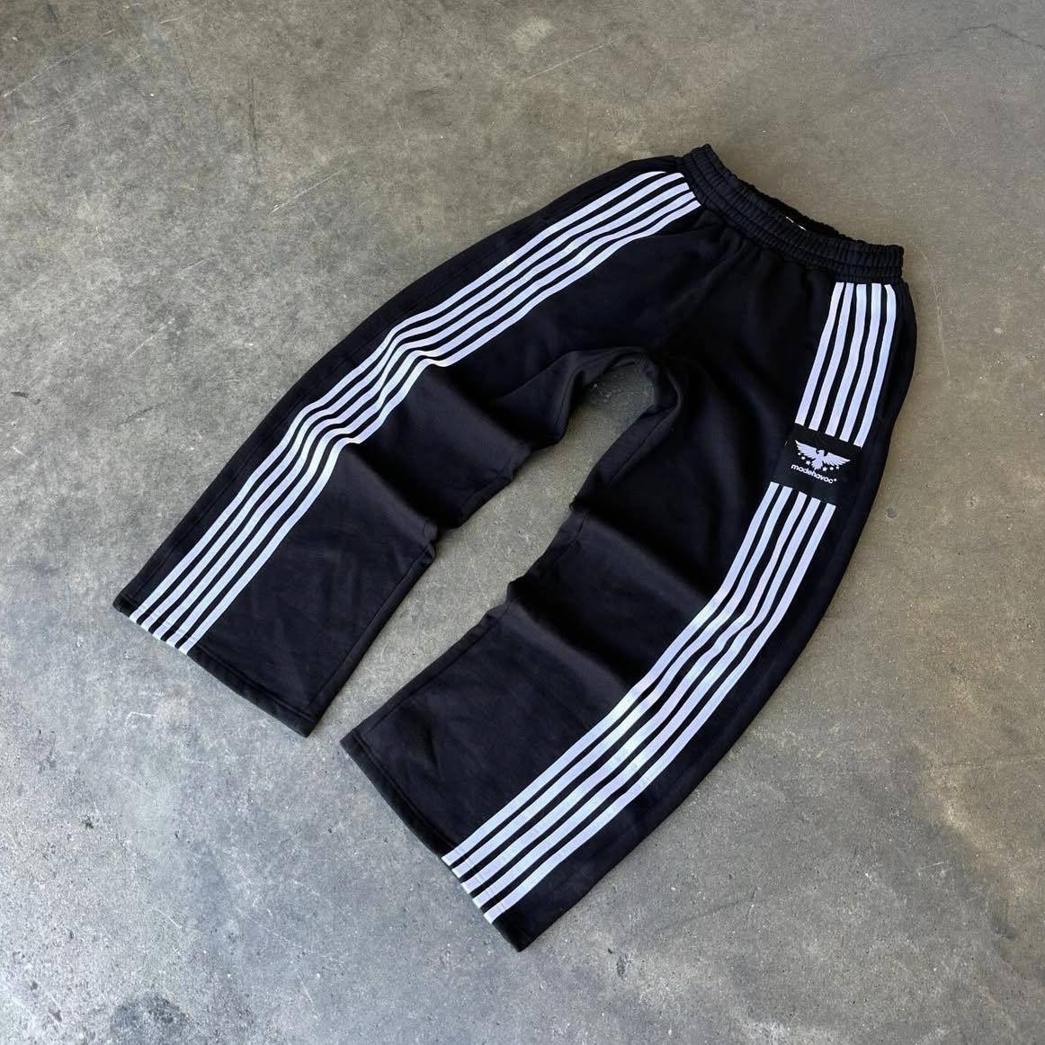 Luxury Brand Designer Clothes European And American New Retro Casual Fashion Straight Loose Sweatpants Wide-Leg Street Striped Long Pants Unisex