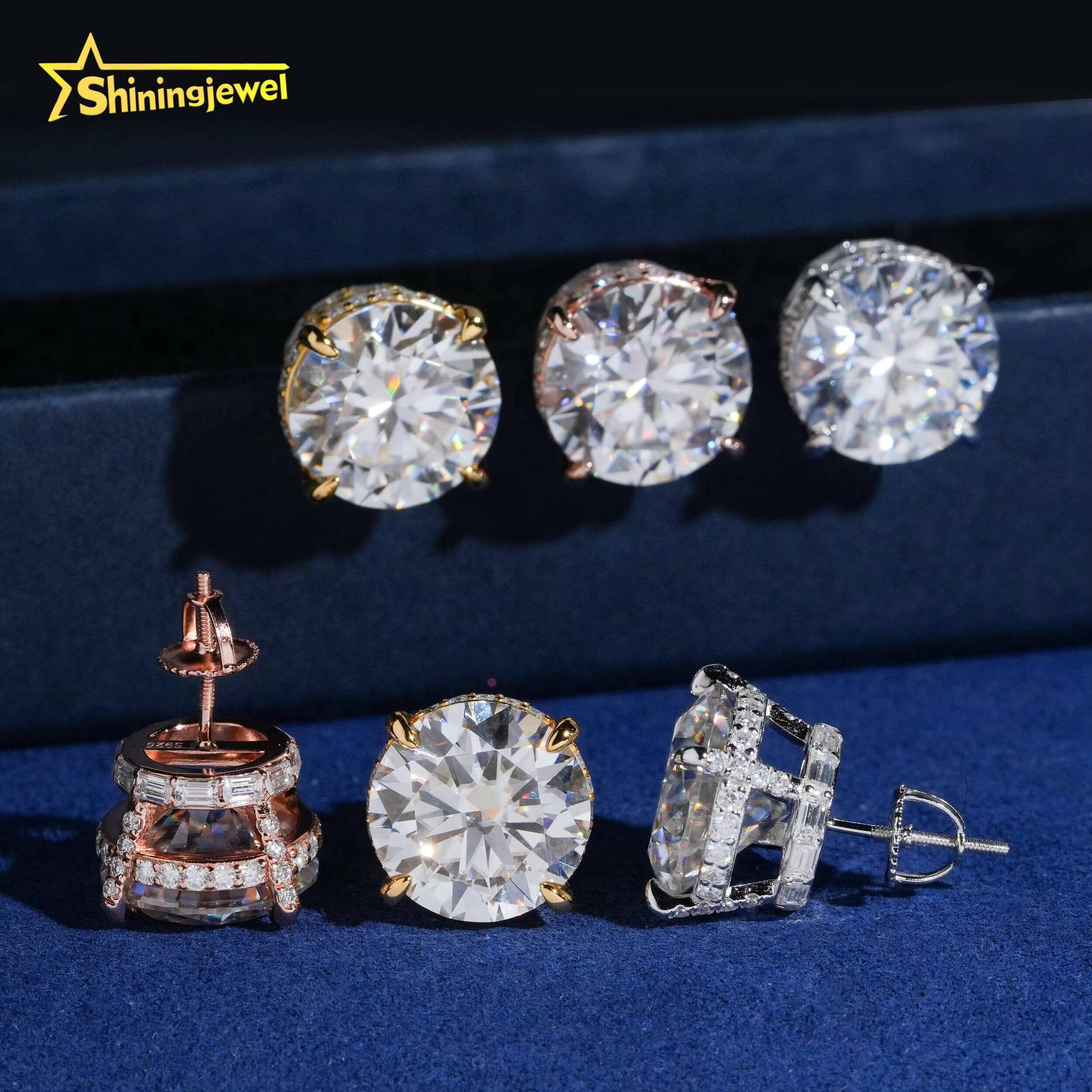 Custom Luxury Earrings for Women Big Size 13mm 925 Silver Moissanite Stud Earrings GRA Fashion Jewelry Earrings