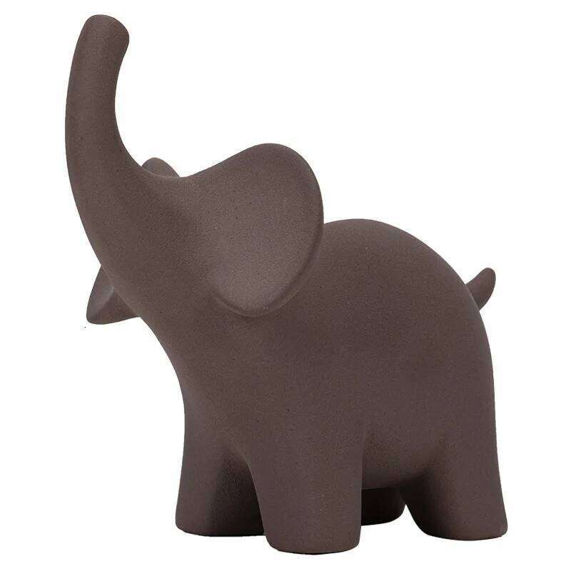 Ceramic Elephant Figurines Nordic Modern Abstract Ornaments White Brown Home Decoration for Living Room Office Desk Kitchen Shelf Automotive Outdoor D