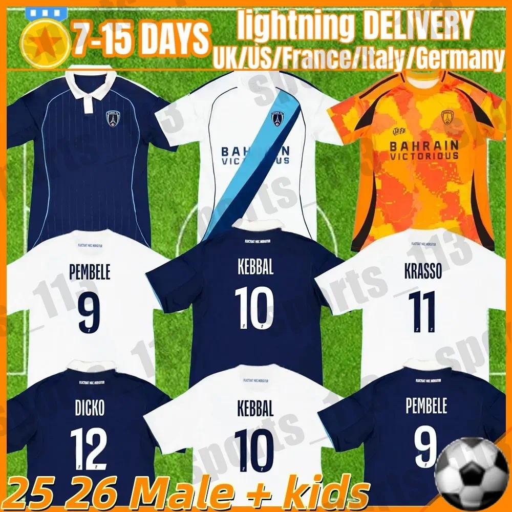 Paris fc 25 26 Paris fc Soccer Jersey 2025 Home Away third Kebbal pembele Hamel Krasso Gory Doucet Camara CAFARO M.LOPEZ 2026 Player men kids kit Football Shirts uniform