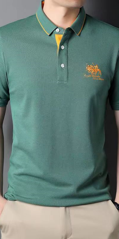 Luxury Brand Designer Clothes Business Casual Foreign Trade Plus Size Embroidered Polo Shirt Mens Short Sleeve Turn-Down Collar Middle-Aged Dad Outfit