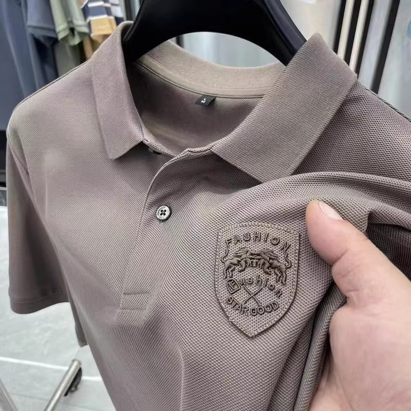 Luxury Brand Designer Clothes Guangzhou Thirteen Lines Mens Summer Short Sleeve Polo Shirt Half Sleeve T-Shirt Breathable Pique Cotton Embroidery Plus