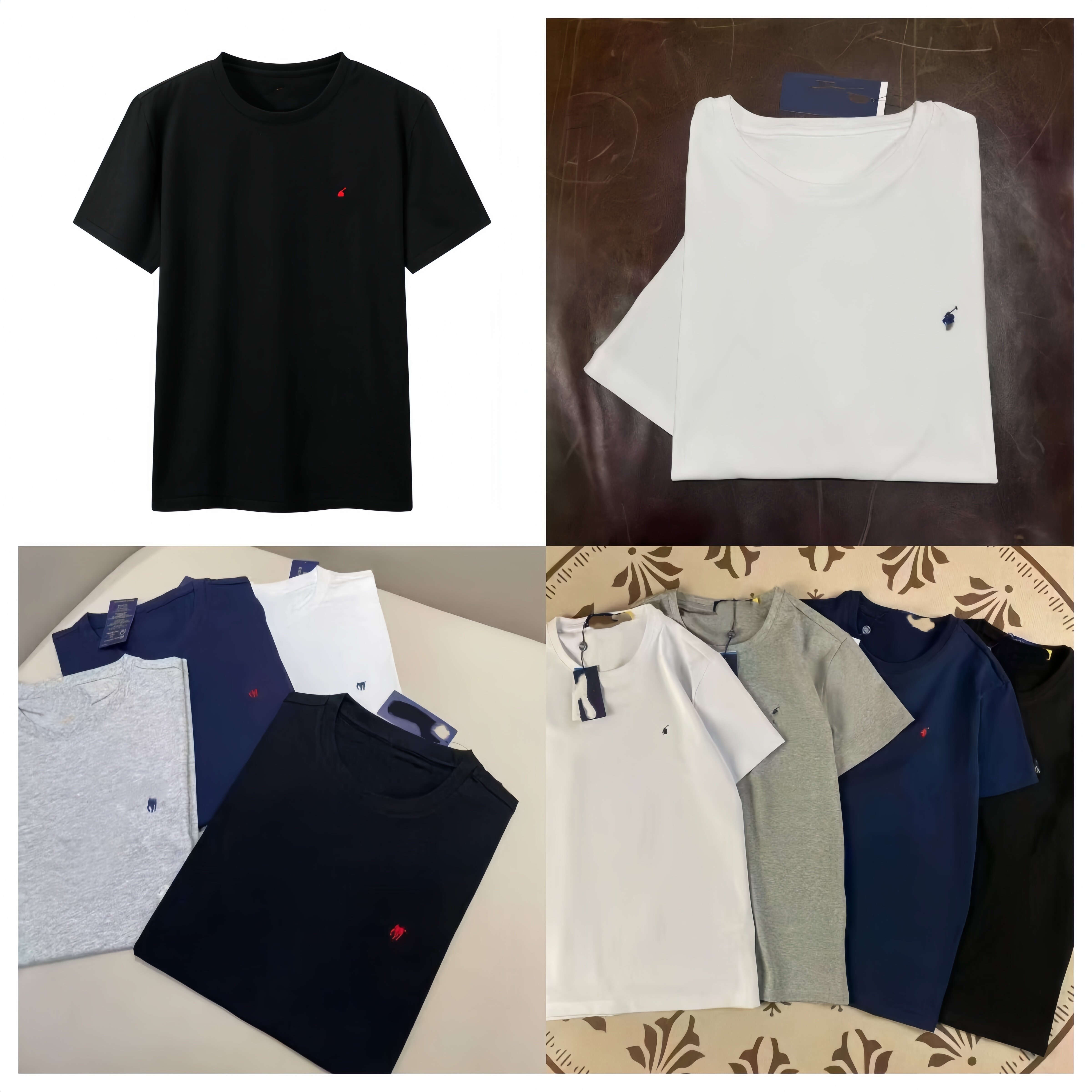 With Logo RL Luxury Cotton T Shirt Men Man Boy Tee Designer Embroidery Horse USA Brand 220g -230g Student Summer