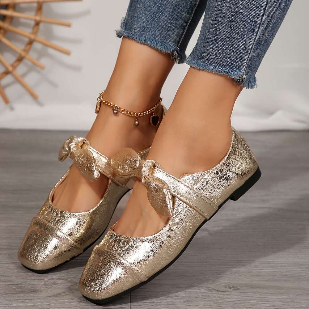 Ladies' Spring/Summer New Fashion Versatile Bow Mary Jane Fairy-Style Comfortable And Stylish Flat Shoes, Women Shoes