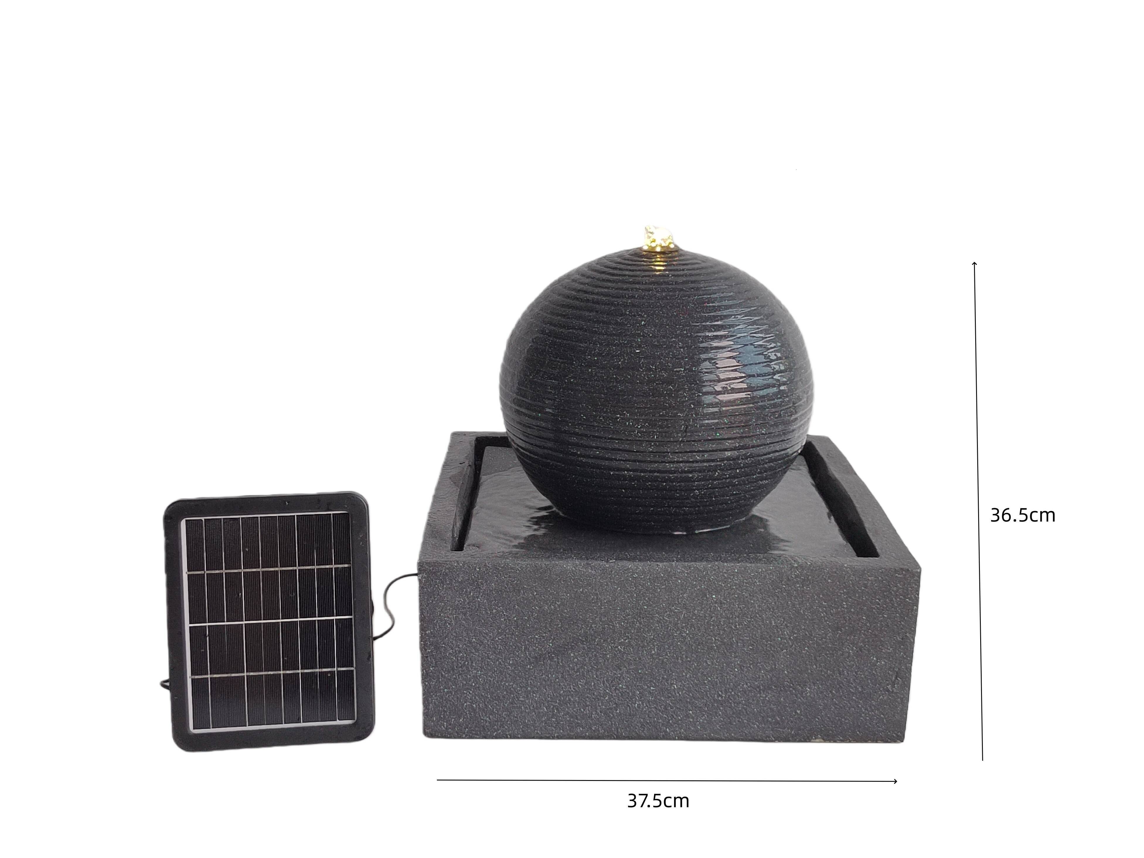 Modern Backyard Stone Solar Ball Square Base Fountain Outdoor Garden Decoration