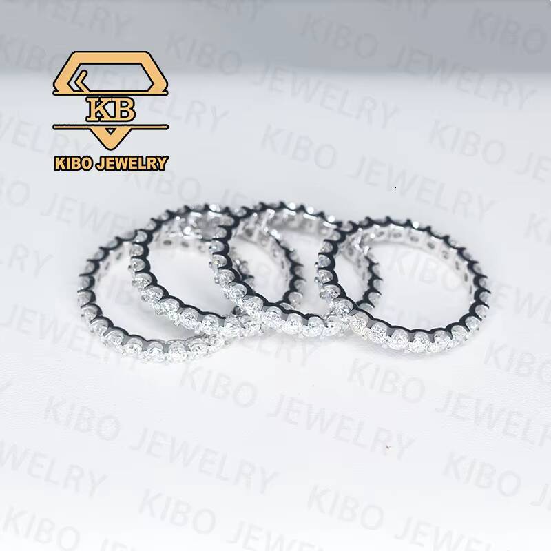 Certificated D Color Excellent Moissanite 2mm 3mm 4mm 925 Sterling Silver Moissanite Wedding Rings Eternity Band Ring