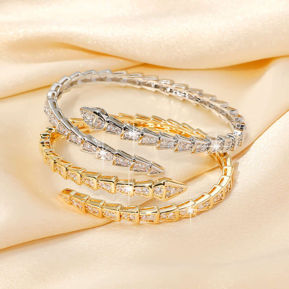 Bracelet Jewellery Fine Jewellery Gold Plated 1 Snake Design with Cubic Zirconia Inlaid Exquisite Fashion Bracelet for Special Occasion Gift High Quality Texture