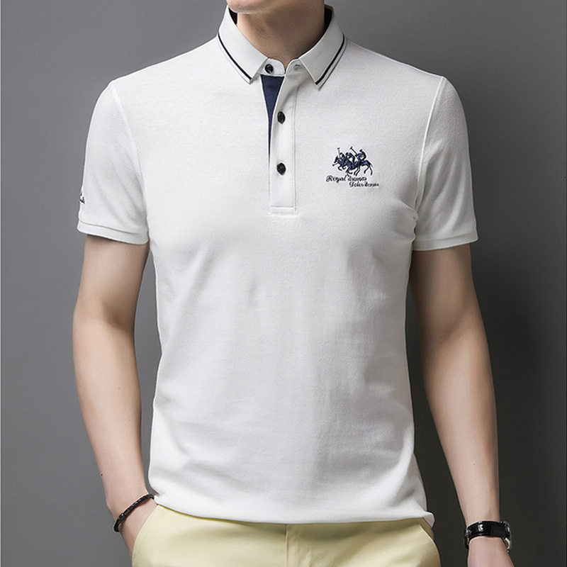 Luxury Brand Designer Clothes Business Casual Foreign Trade Plus Size Embroidered Polo Shirt Mens Short Sleeve Turn-Down Collar Middle-Aged Dad Outfit