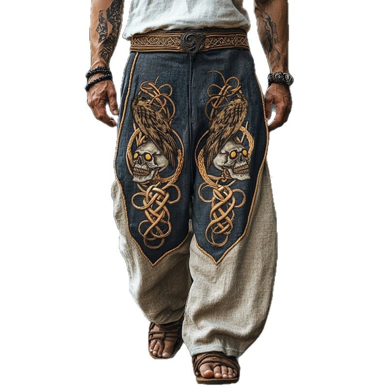 Luxury Brand Designer Clothes European And American Casual Fashion Loose Linen Wide-Leg Long Pants Digital Print Various Patterns Item No. CK