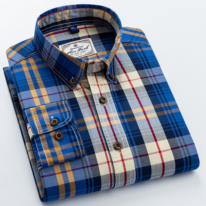 New Clothing Designed By Luxury Brand Designers For Men's Pure Cotton Checkered Long Sleeved Shirt Spring All Cotton Casual Shirt Korean Version 