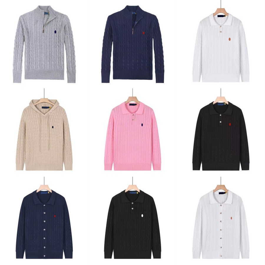 Quarter Zip Mens Designer Jumpers for Men Polo Knitted Pullover Long Sleeve Cotton Cardigan Women Sweater Fashion