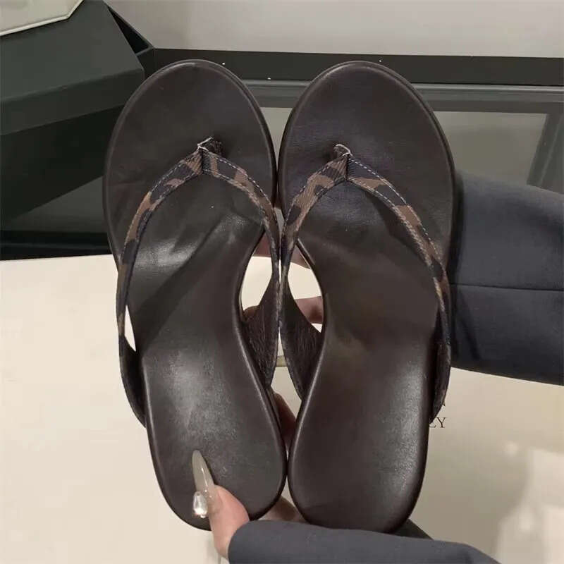 Women S Summer Slippers With Leopard Print Featuring Clip Toe Design And Thick Platform Heels Women Shoes
