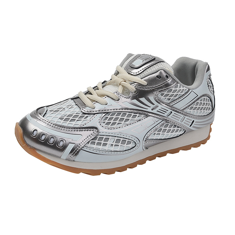 2026 Women Outdoor Retro Sneakers Spring Summer Lightweight Breathable Running Shoes Stylish Comfortable Silver Black Footwear Free Shipping