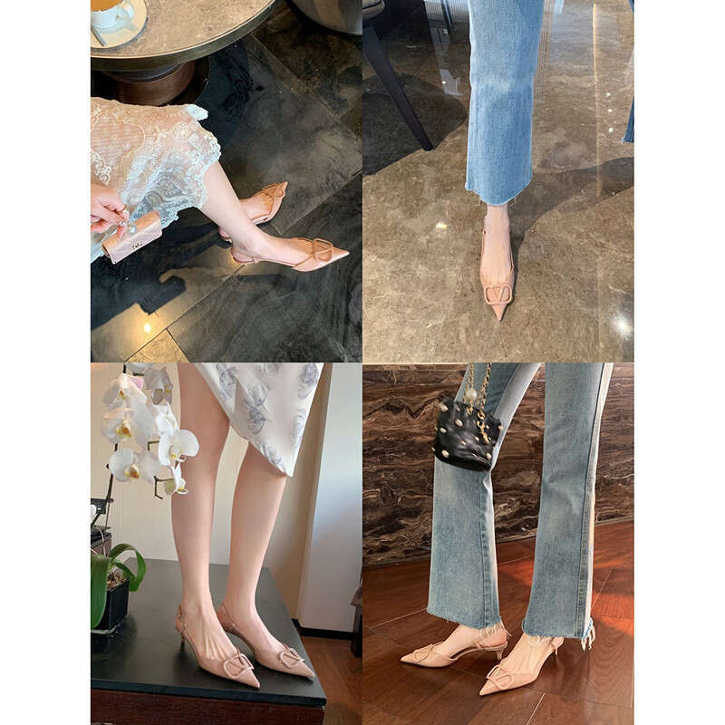 Women's Single Shoes 2026 New Summer Versatile Fashion Pointed Mid Shallow Mouth Closed Toe Stiletto Backless High Heel Sandals