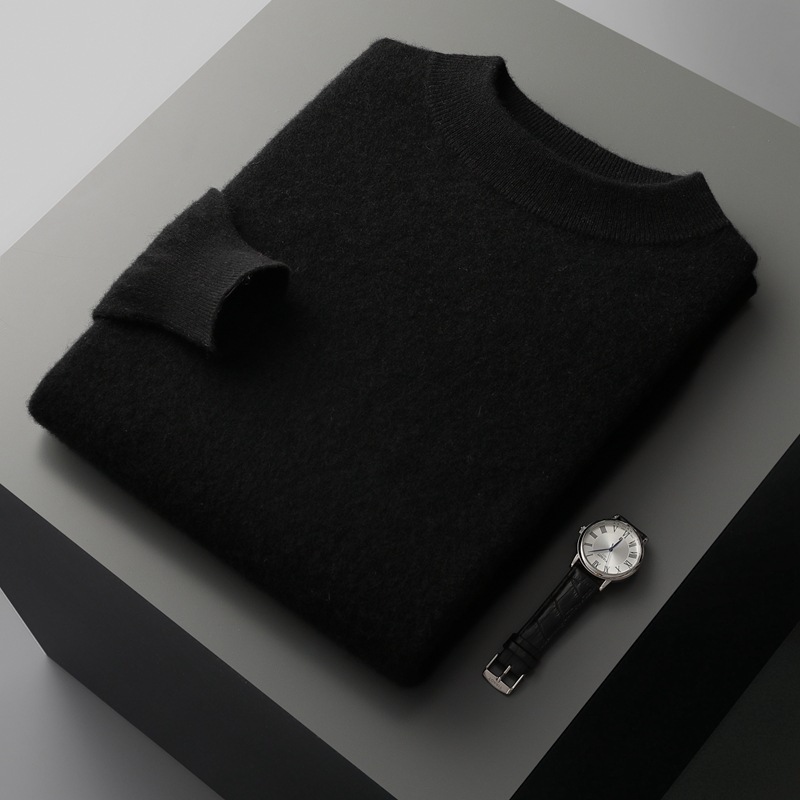 100% Pure Wool Cashmere Sweater Men's Half Turtleneck Pullover Casual Fashion Thickening Top Knitting Sweater R240821