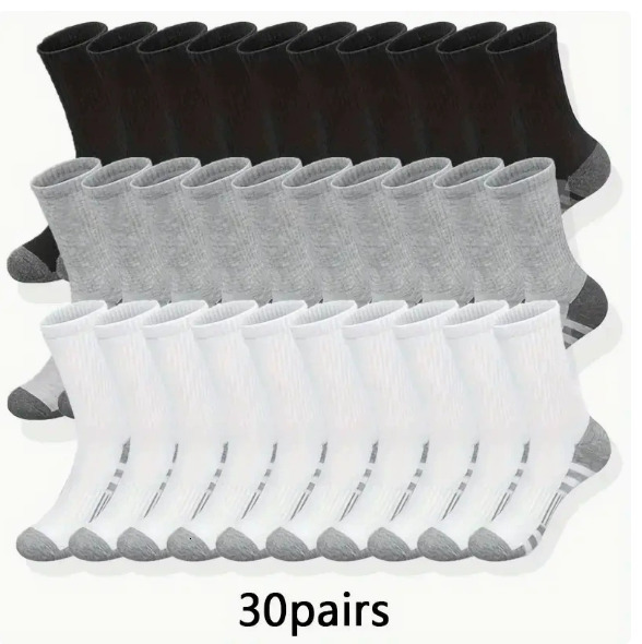 20 Pairs Mens High Waist Solid Unisex Sports Socks Black White Breathable MidCalf Casual AllSeason Simple Versatile 250829